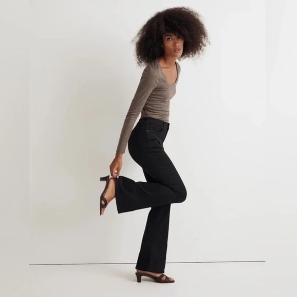NWT Madewell Skinny Flare Jeans in Black Frost Size 25 - Picture 12 of 15